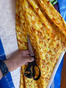 Jersey  druk cyfrowy żółte kwiatuszki