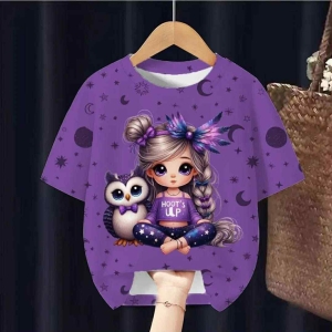 Teplákovina druk cyfrowy dziewczynka z sową - panel 85x180