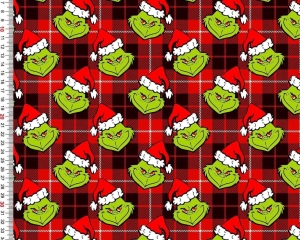 Dresówka pętelka druk cyfrowy grinch krata