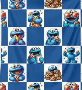 Dresówka pętelka druk cyfrowy niebieska krata