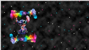 Teplákovina druk cyfrowy Stich ciemne tło - panel 85x180 