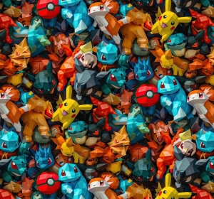 Sommersweat druk cyfrowy pokemon geometryczny