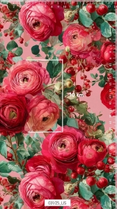 Jersey  druk cyfrowy czerwone kwiaty