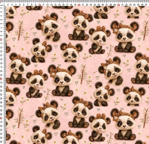 Jersey  druk cyfrowy słodkie pandusie