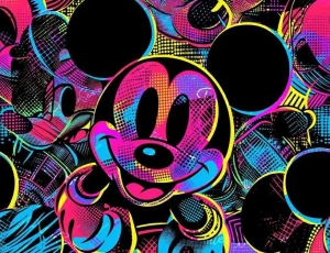 Dresówka pętelka druk cyfrowy myszka kolorowa 