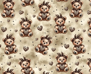 Dresówka pętelka druk cyfrowy panterkowe misie