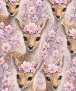 Dresówka pętelka druk cyfrowy  sarenki 