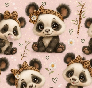 Dresówka pętelka druk cyfrowy pandy