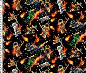 Dresówka pętelka druk cyfrowy ninja czarne tło