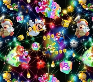 Dresówka pętelka druk cyfrowy mario ciemne tło