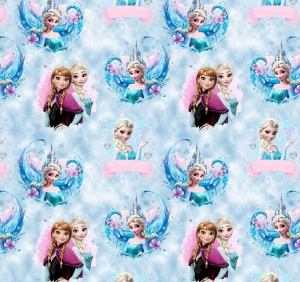 Dresówka pętelka druk cyfrowy księżniczki błękit