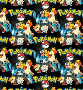 Dresówka pętelka druk cyfrowy czarny pokemon