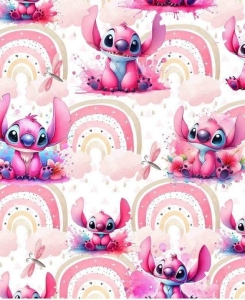 Dresówka pętelka druk cyfrowy stich różowa tęcza 