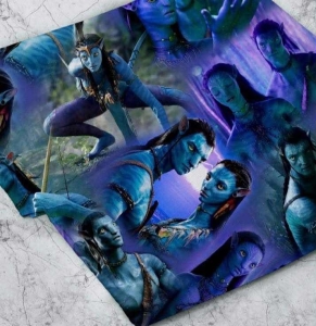 Dresówka pętelka druk cyfrowy niebieska twarz