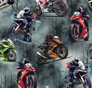 Dresówka pętelka druk cyfrowy motory