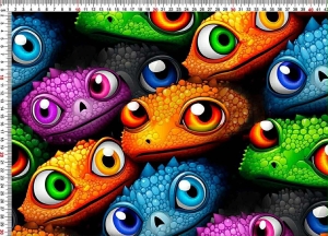 Dresówka pętelka druk cyfrowy gekony