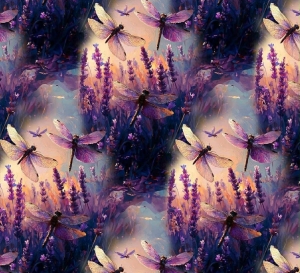 Jersey  druk cyfrowy fioletowe ważki