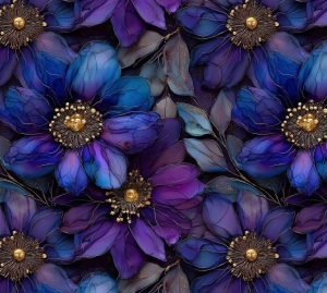 Jersey  druk cyfrowy fioletowe kwiaty