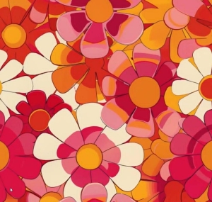 Jersey  druk cyfrowy czerwone kwiaty