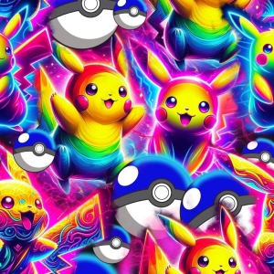 Dresówka pętelka druk cyfrowy  pokemon kolorowy 