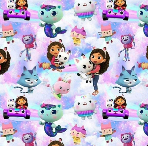 Jersey  druk cyfrowy Gabrysia jasne tło