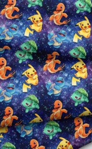 Dresówka pętelka druk cyfrowy  pokemon granat 