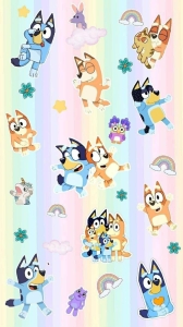 Dresówka pętelka druk cyfrowy pieski tęcza