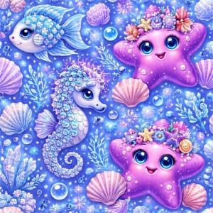 Jersey  druk cyfrowy morskie zwierzaki