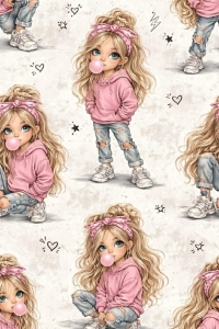 Jersey  druk cyfrowy dziewynka jasne tło