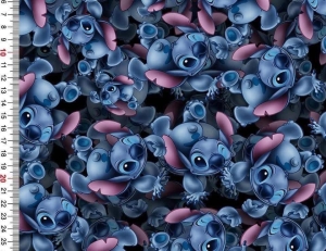 Dresówka pętelka druk cyfrowy stich niebieski 