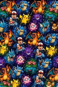 Dresówka pętelka druk cyfrowy pokemon kolaż