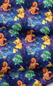 Dresówka pętelka druk cyfrowy pokemon kosmos